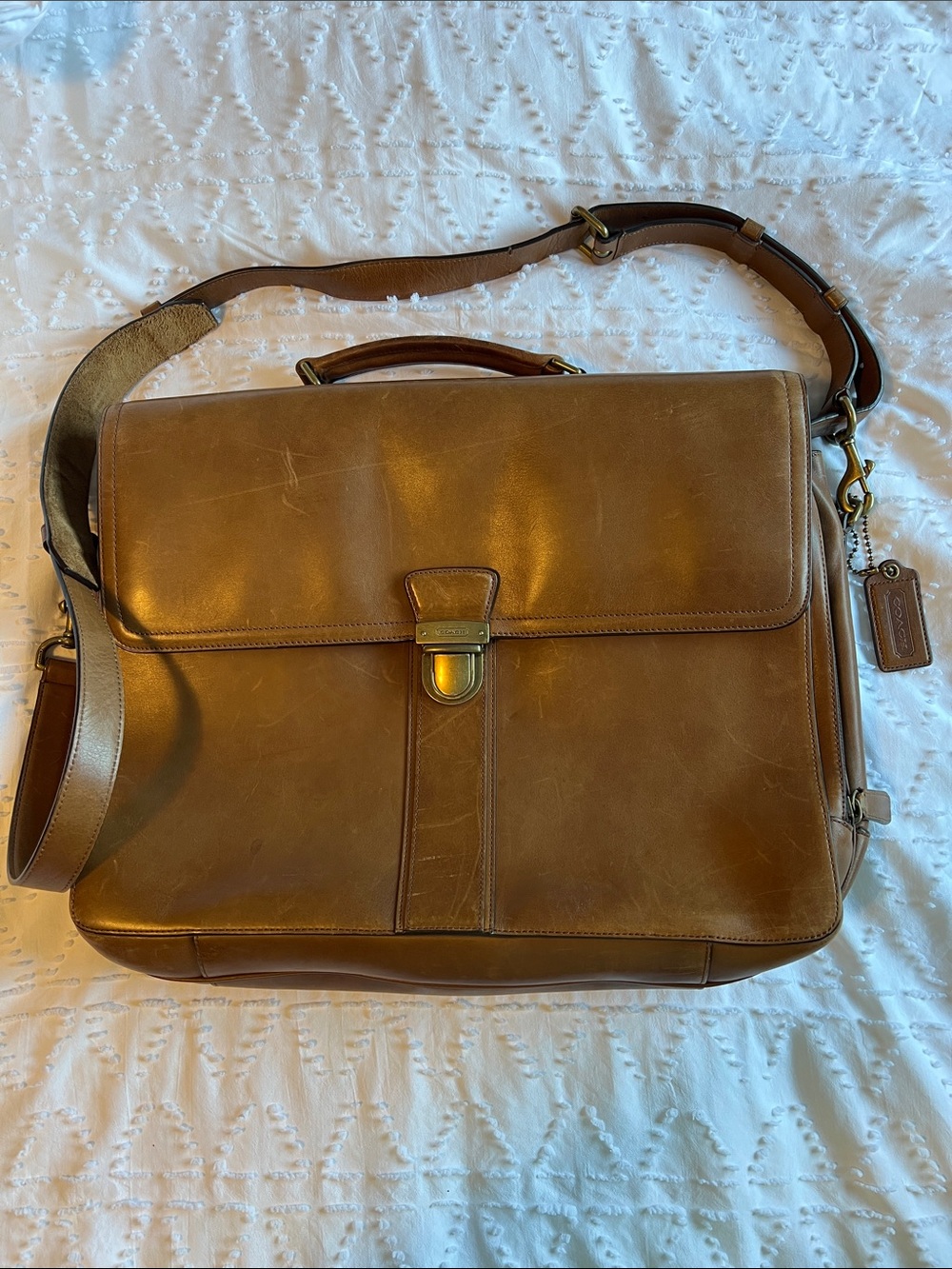 Coach Y2K Brown Leather Messenger Bag with Adjustable Strap